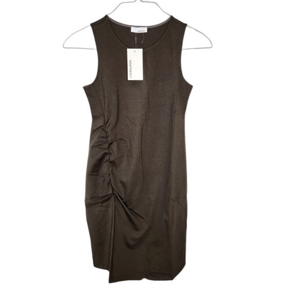 Heatherly Astrid Ruched Dress Dark Olive Green Size XS - Picture 1 of 10